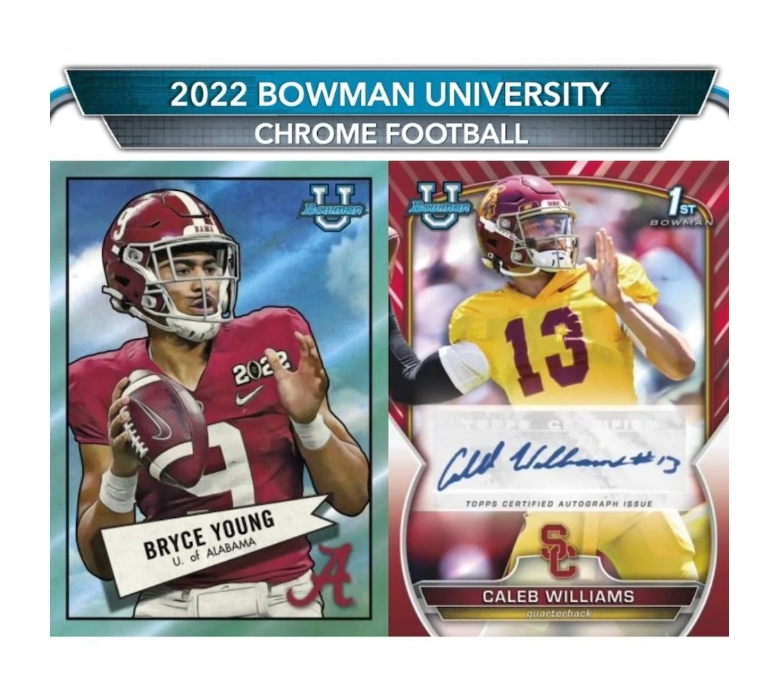 2022 Bowman Chrome University Football Factory Sealed 24 Pack Hobby Box - Image 3