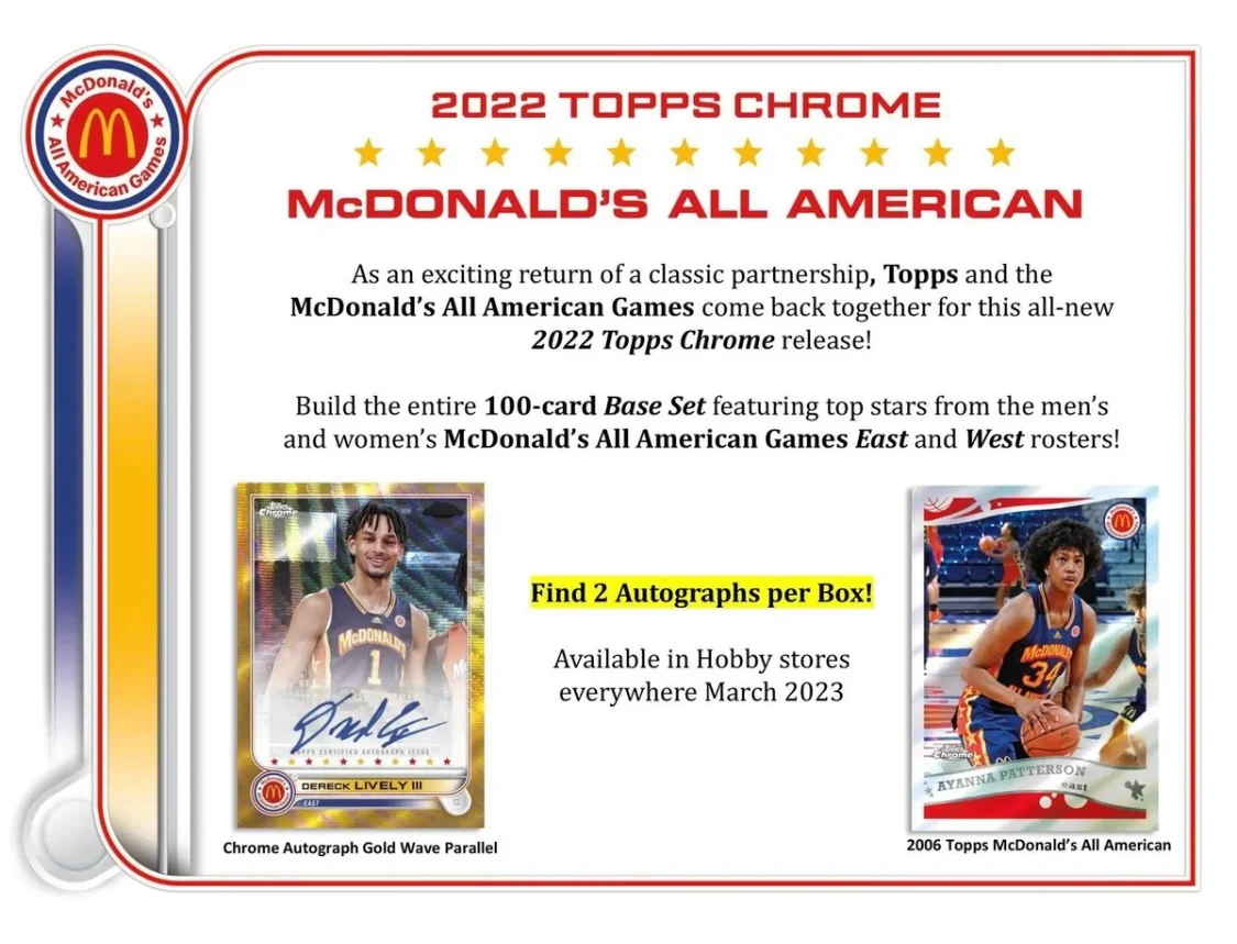 2022 Topps Chrome Basketball McDonald's - Image 3