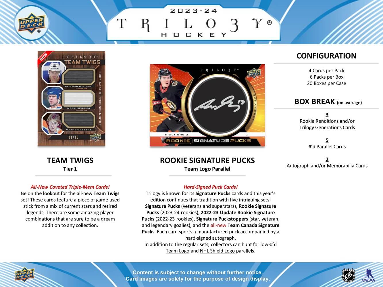 2023/24 Upper Deck Trilogy Hockey Cards Hobby Box - Image 5