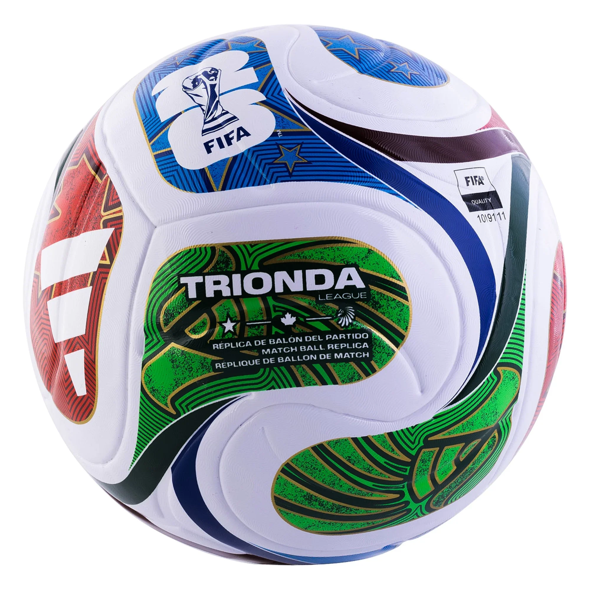 Adidas World Cup FIFA 2026 Trionda League Soccer Ball- White/Blue/Green/Red - Size 4 - Image 2