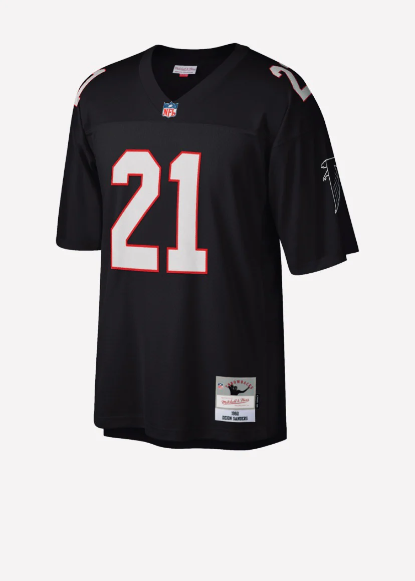 Atlanta Falcons Deion Sanders Mitchell & Ness Retired Legacy Black Jersey - Image 2