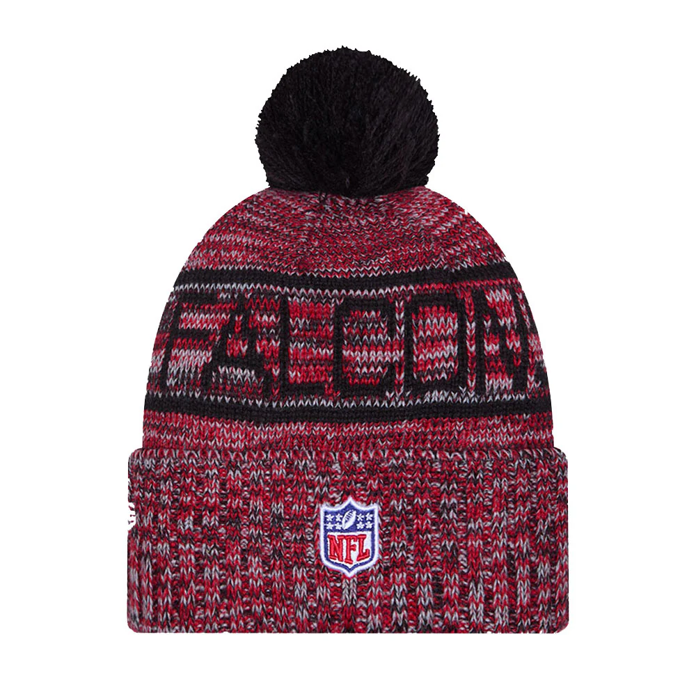 Atlanta Falcons New Era 2025 Sideline Cold Weather Cuffed Knit Hat with Pom - Image 3
