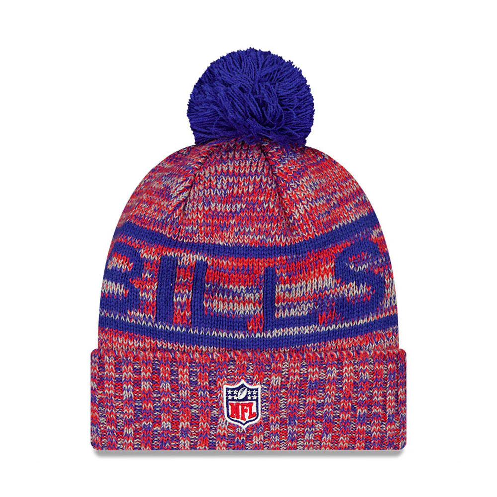 Buffalo Bills New Era 2025 Sideline Cold Weather Cuffed Knit Hat with Pom - Image 3