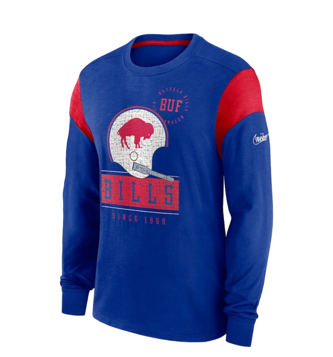 Buffalo Bills Nike Slub Rewind Playback Helmet Long Sleeve T-Shirt - Image 2