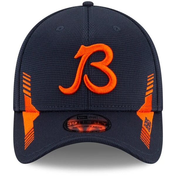 Chicago Bears 2021 New Era NFL Sideline Home B Logo Navy 39THIRTY Flex Hat - Image 2