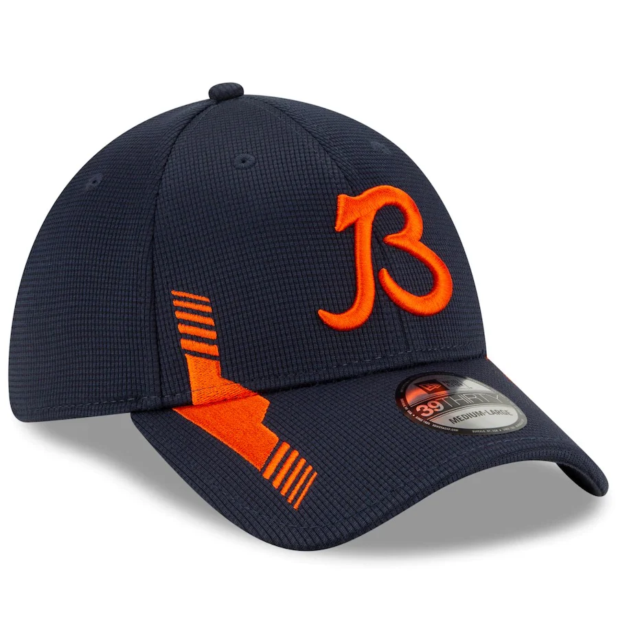 Chicago Bears 2021 New Era NFL Sideline Home B Logo Navy 39THIRTY Flex Hat - Image 4