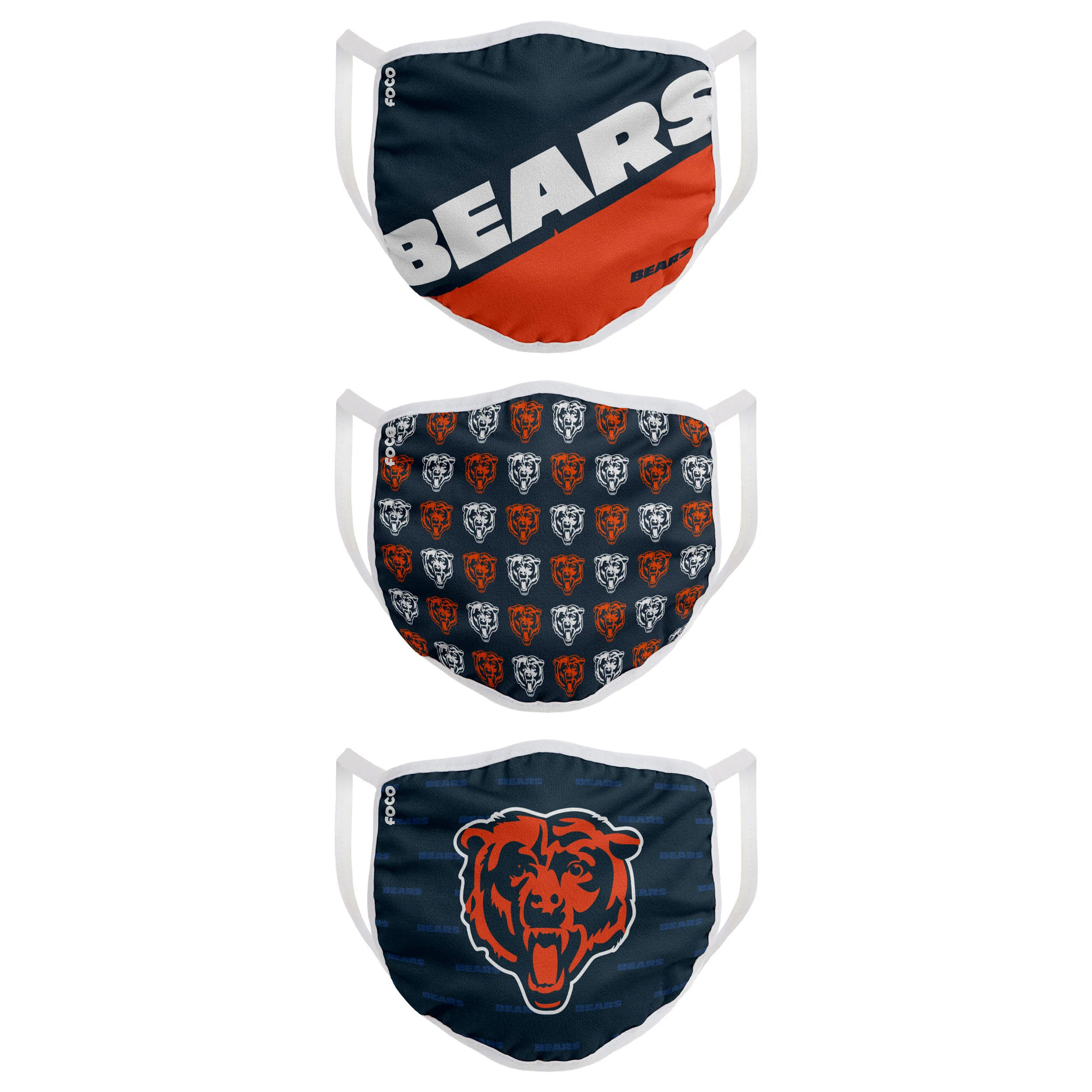 Chicago Bears FOCO NFL Face Mask Covers Adult 3 Pack - Image 2