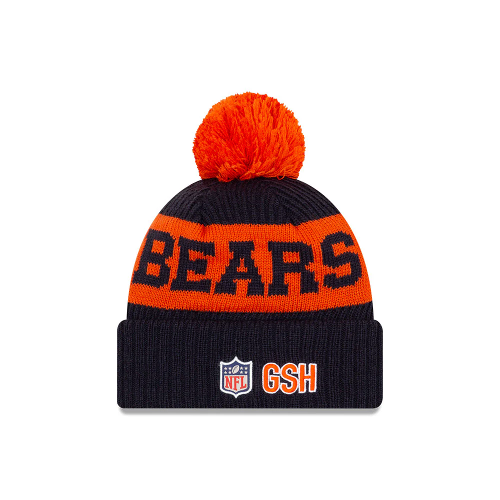 Chicago Bears New Era Navy/Orange 2020 NFL Sideline - Official Alternate C Logo Sport Pom Cuffed Knit Toque - Image 2