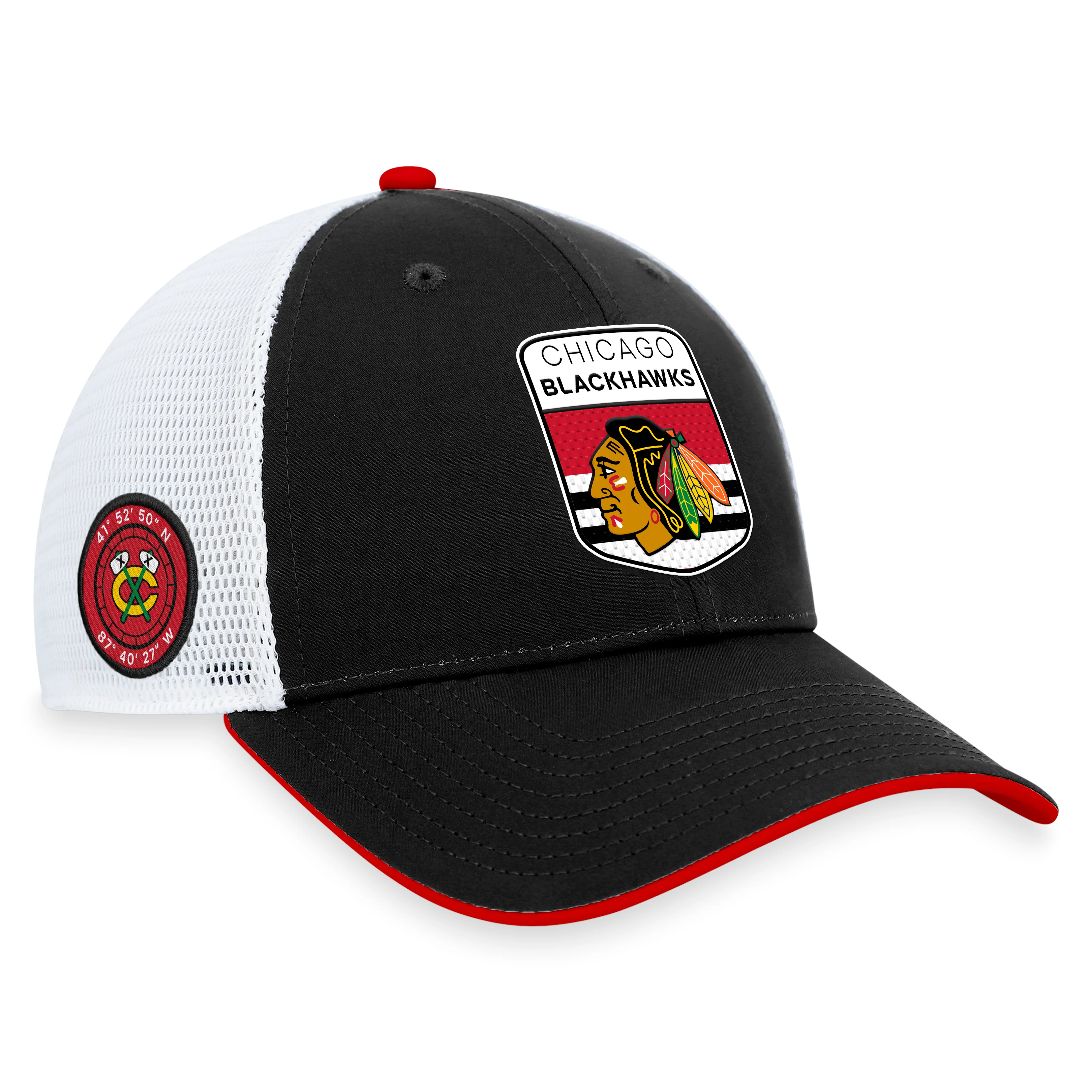 Chicago Blackhawks Fanatics Branded Blue 2023 NHL Draft On Stage Trucker Adjustable Hat - Image 2