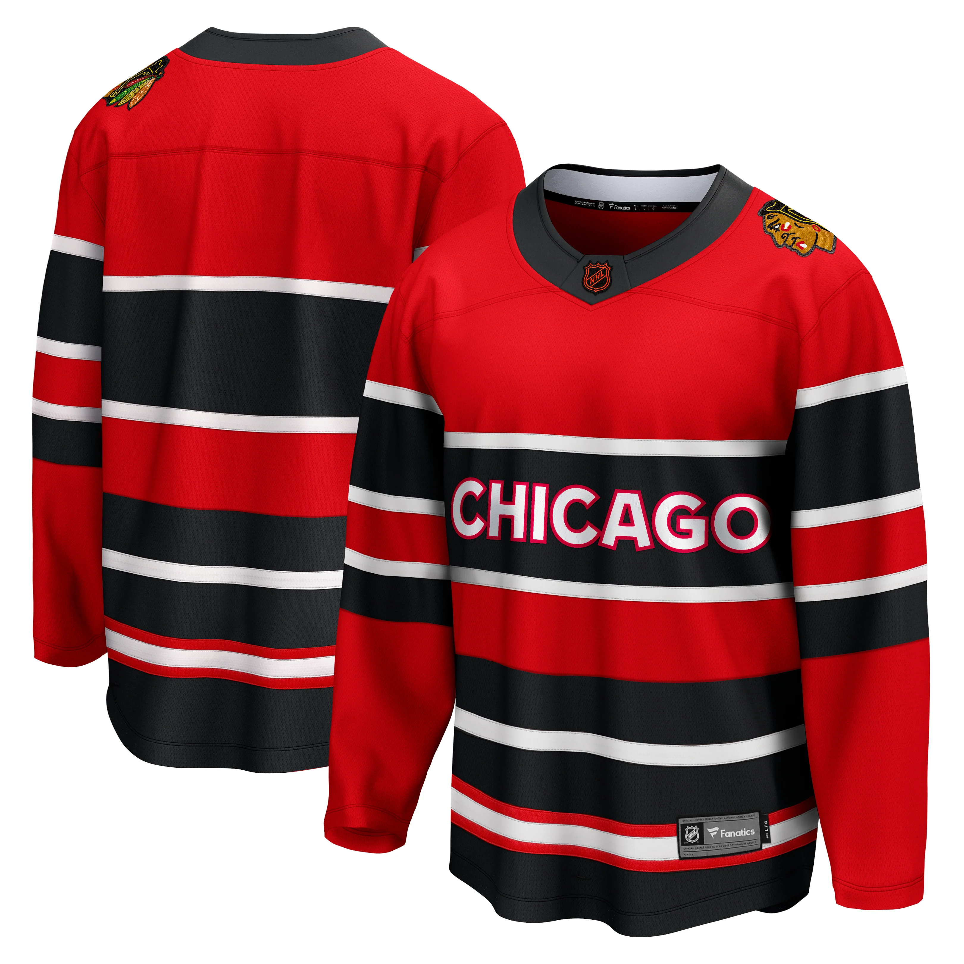 Chicago Blackhawks Fanatics Branded - Retro Reverse Special Edition 2.0 Breakaway Blank Jersey - Red/Black - Image 3