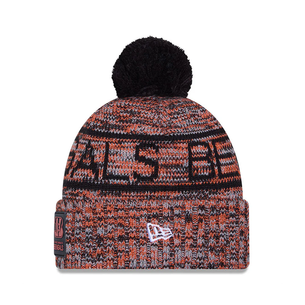 Cincinnati Bengals New Era 2025 Sideline Cold Weather Cuffed Knit Hat with Pom - Image 2