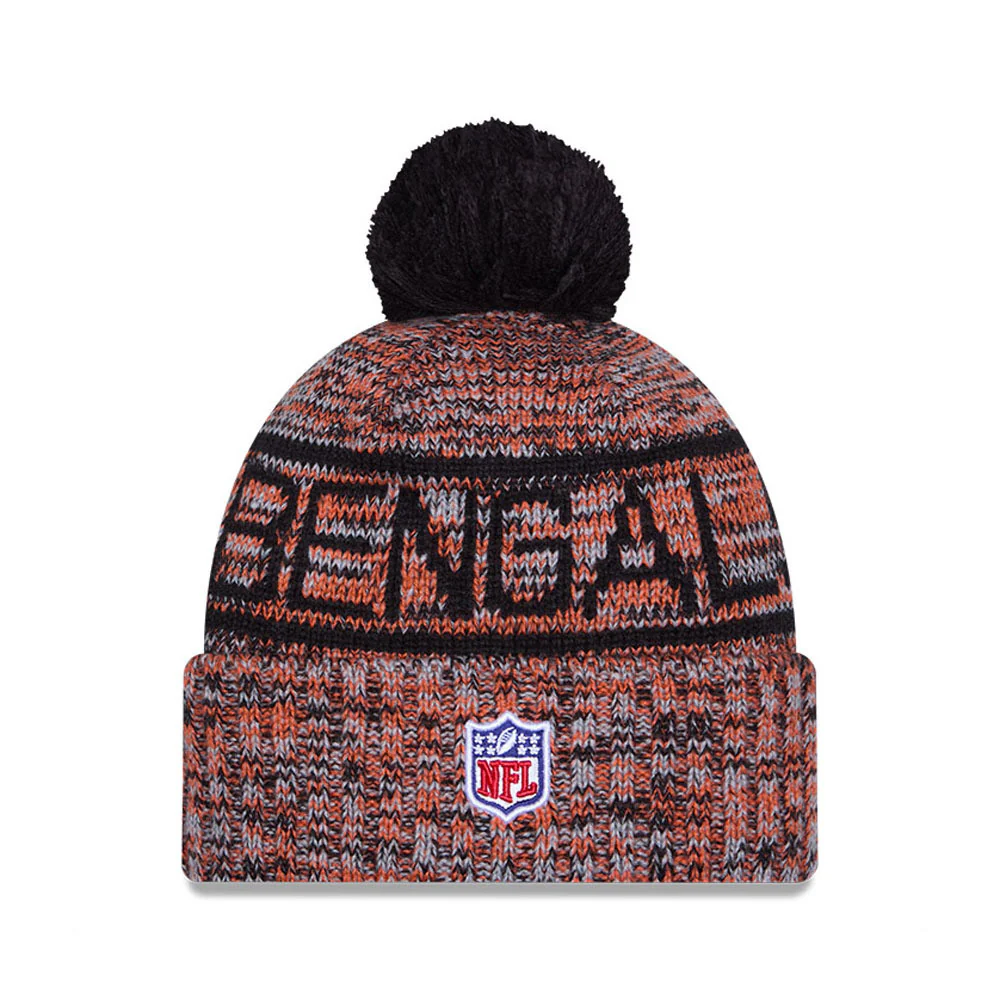 Cincinnati Bengals New Era 2025 Sideline Cold Weather Cuffed Knit Hat with Pom - Image 3