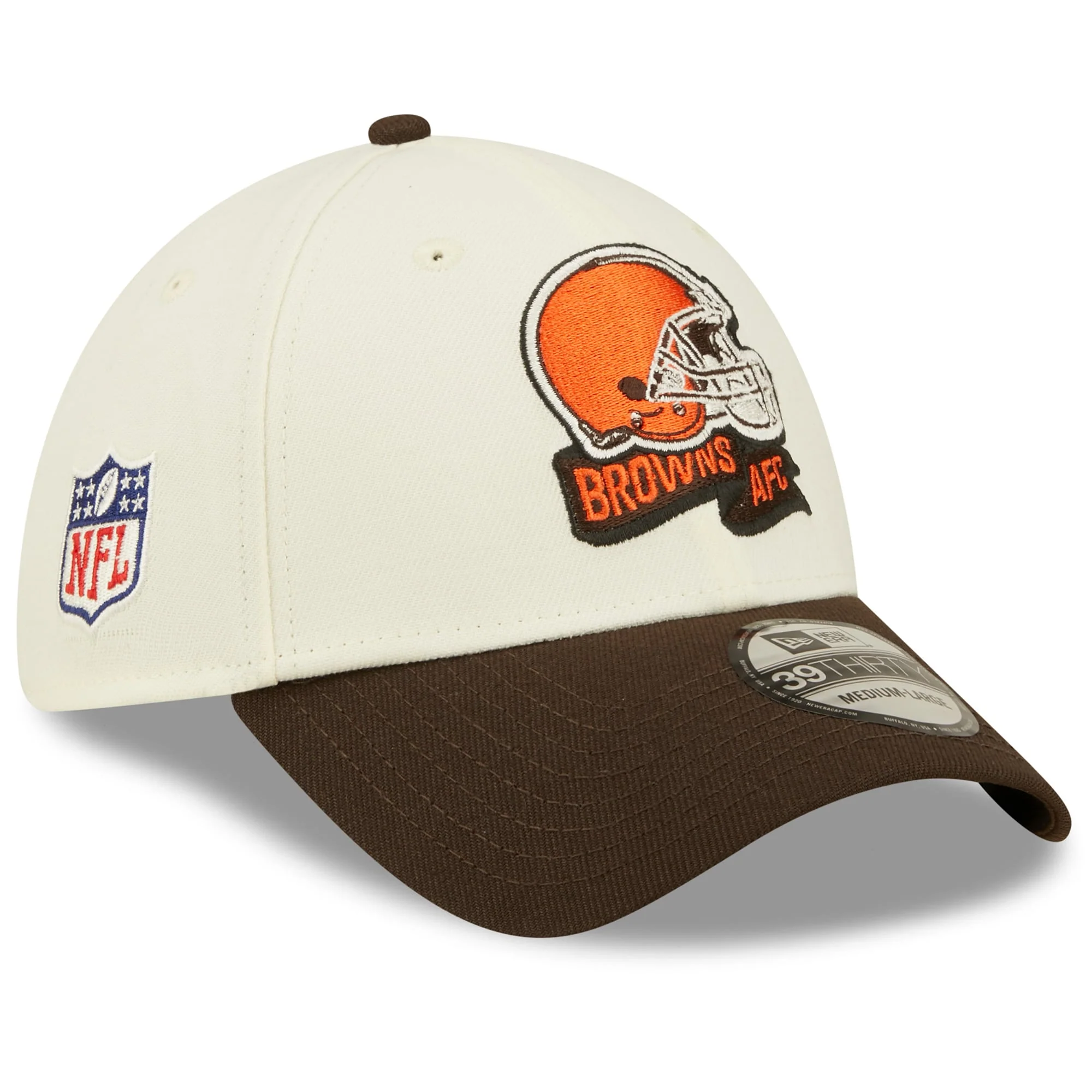 Cleveland Browns 2022 Sideline New Era Cream/Brown - 39THIRTY 2-Tone Flex Hat - Image 3