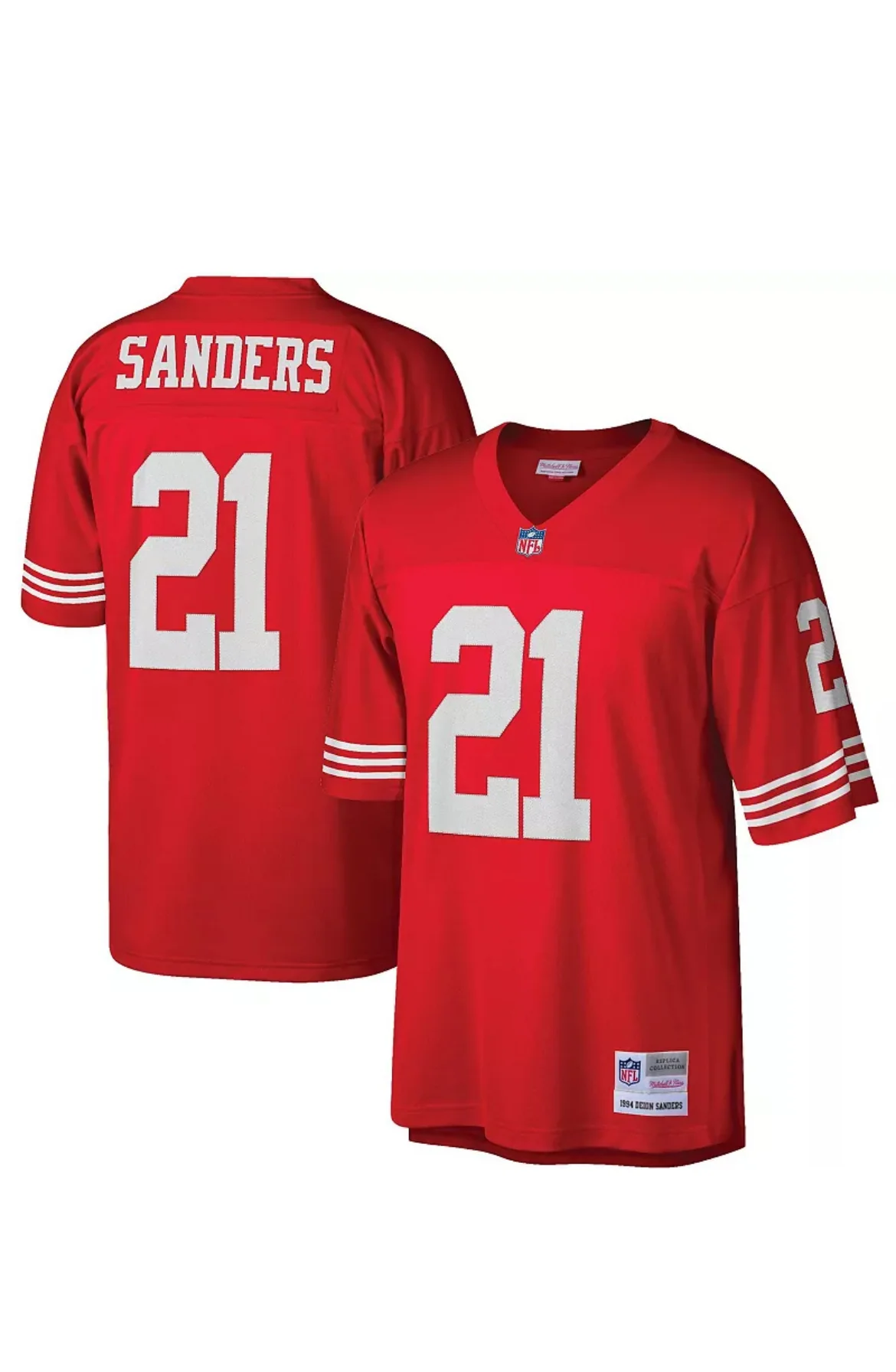 Deion Sanders #21 San Francisco 49ers 1994 Mitchell & Ness Retired Replica Collection Jersey - Red