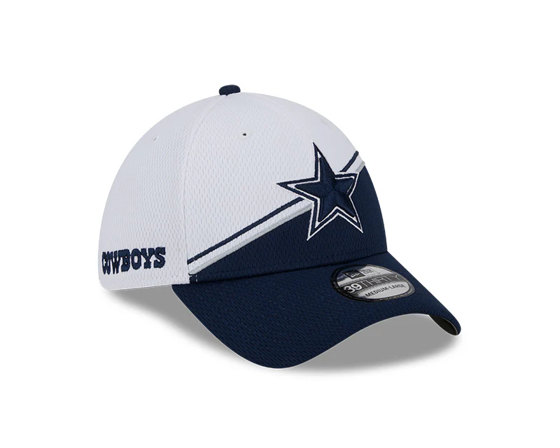 Dallas Cowboys New Era 2023 Sideline 39THIRTY Flex Hat - White/Navy - Image 3