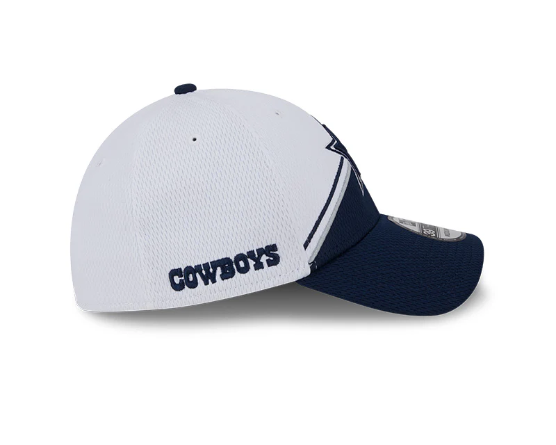 Dallas Cowboys New Era 2023 Sideline 39THIRTY Flex Hat - White/Navy - Image 4