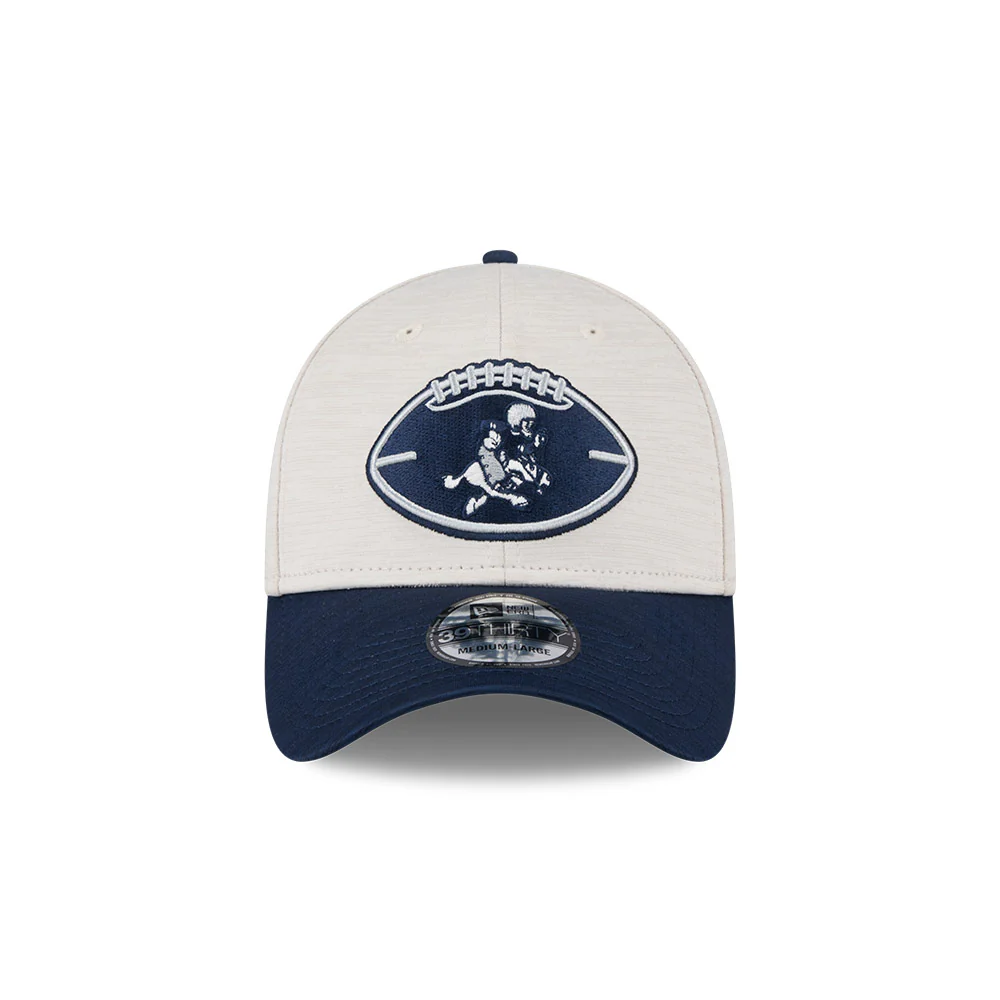 Dallas Cowboys New Era 2024 Sideline Historic 39THIRTY Flex Hat - Stone/ Navy - Image 6