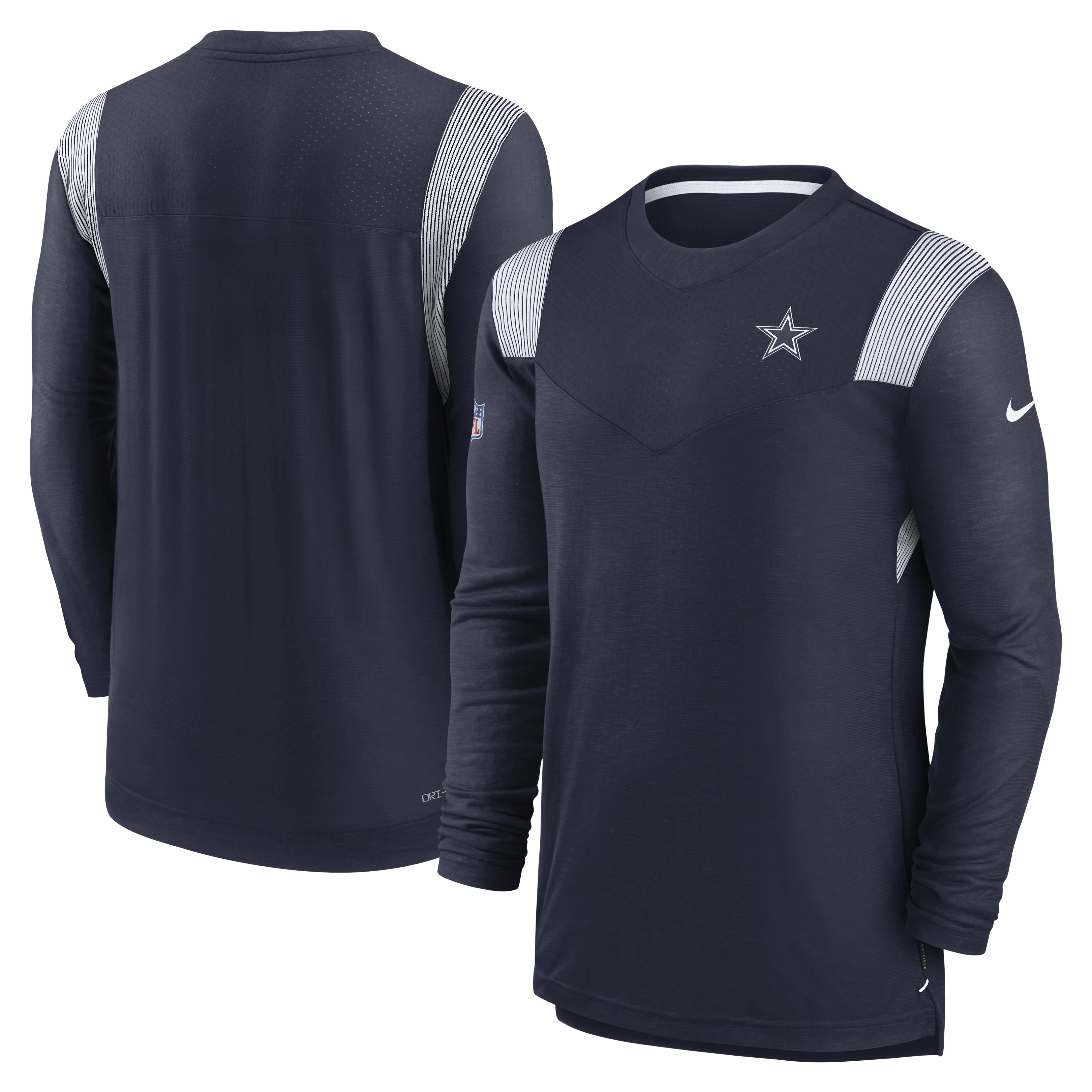 Dallas Cowboys Nike Navy Sideline Tonal Logo Performance Player Long Sleeve T-Shirt