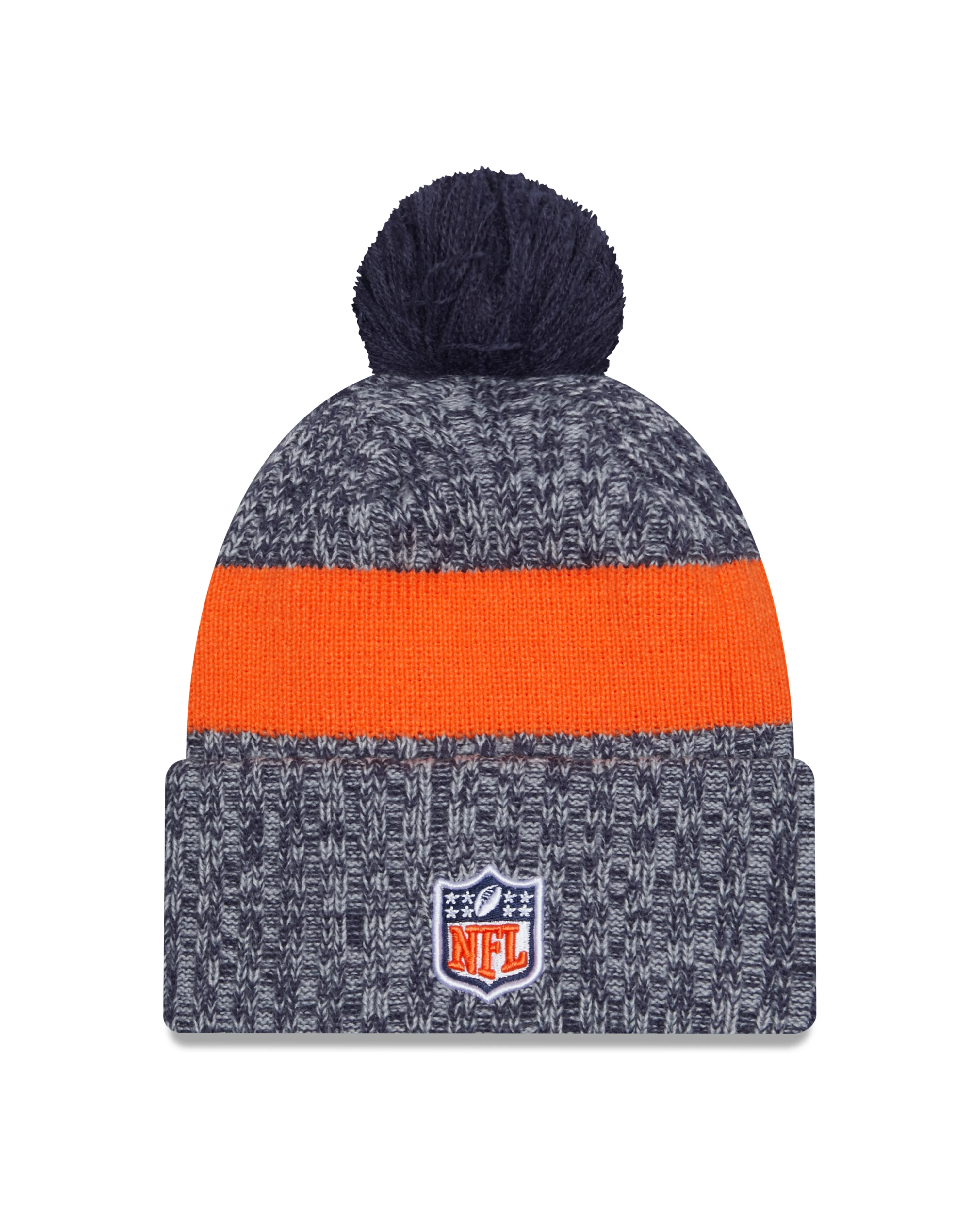 Denver Broncos New Era 2023 Sideline - Sport Cuffed Pom Knit Hat - Navy - Image 2