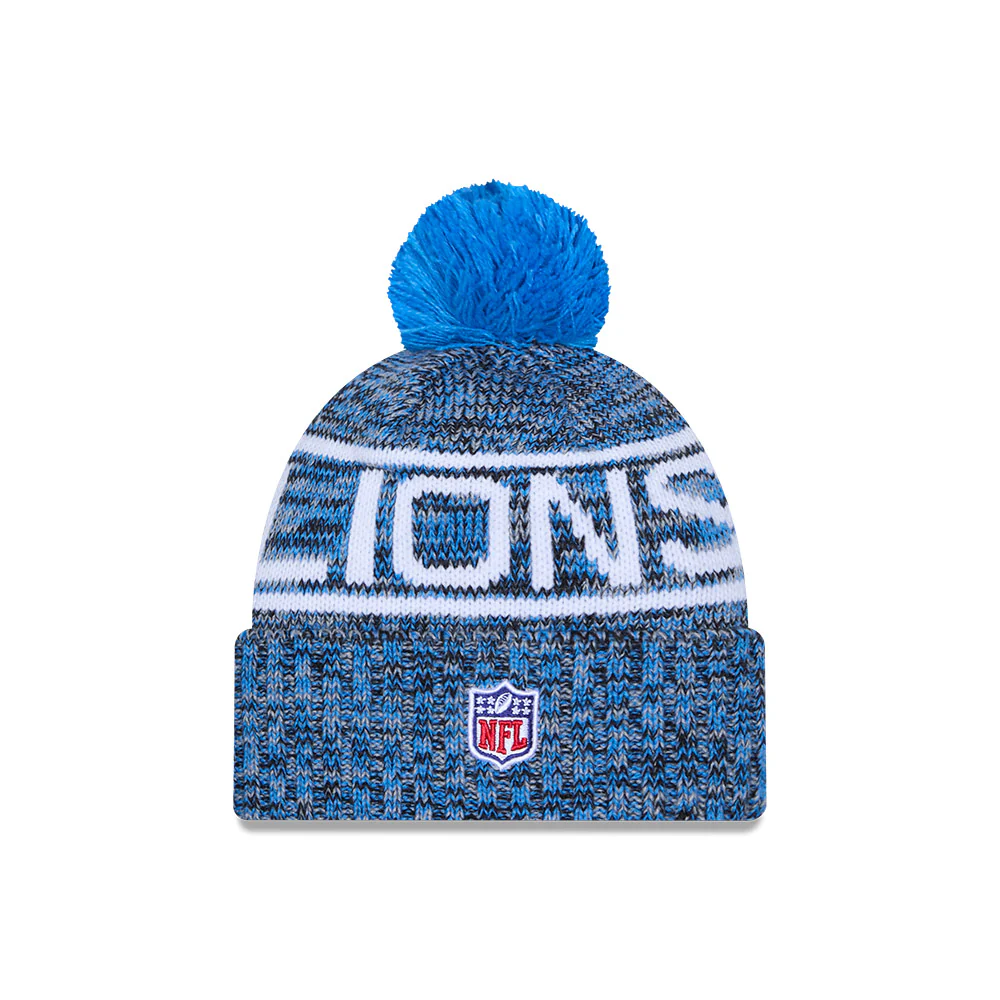 Detroit Lions New Era 2025 Sideline Cold Weather Cuffed Knit Hat with Pom - Image 3