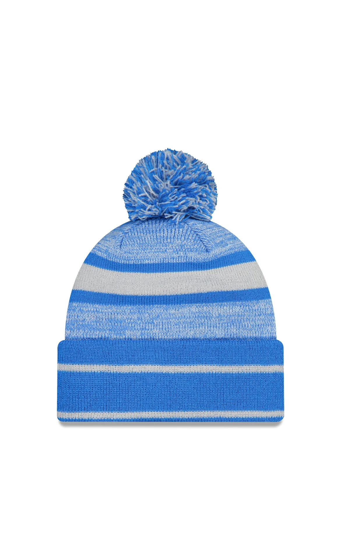 Detroit Lions Primary Logo New Era Blue/Grey Cuffed Knit Pom - Image 2