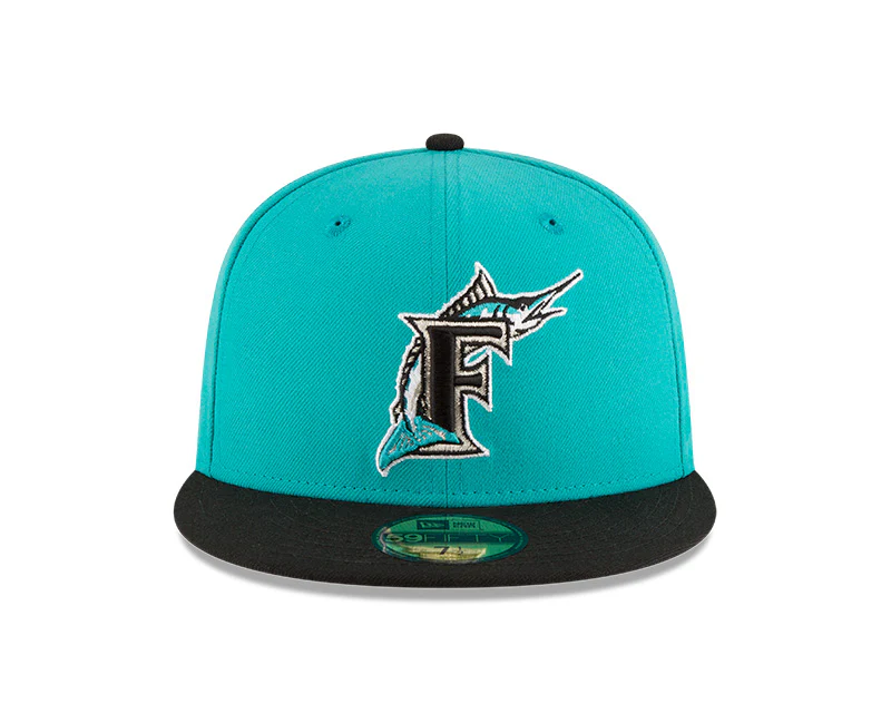 Florida Marlins 1997 World Series Wool Authentic Cooperstown Collection 59FIFTY Fitted Hat - Black/ Teal - Image 2