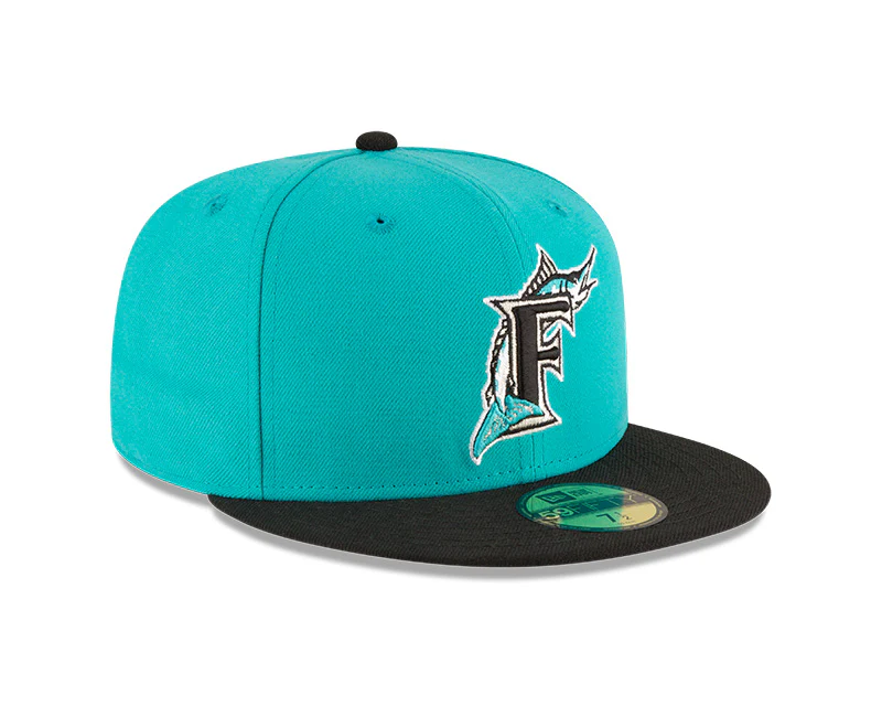 Florida Marlins 1997 World Series Wool Authentic Cooperstown Collection 59FIFTY Fitted Hat - Black/ Teal - Image 3