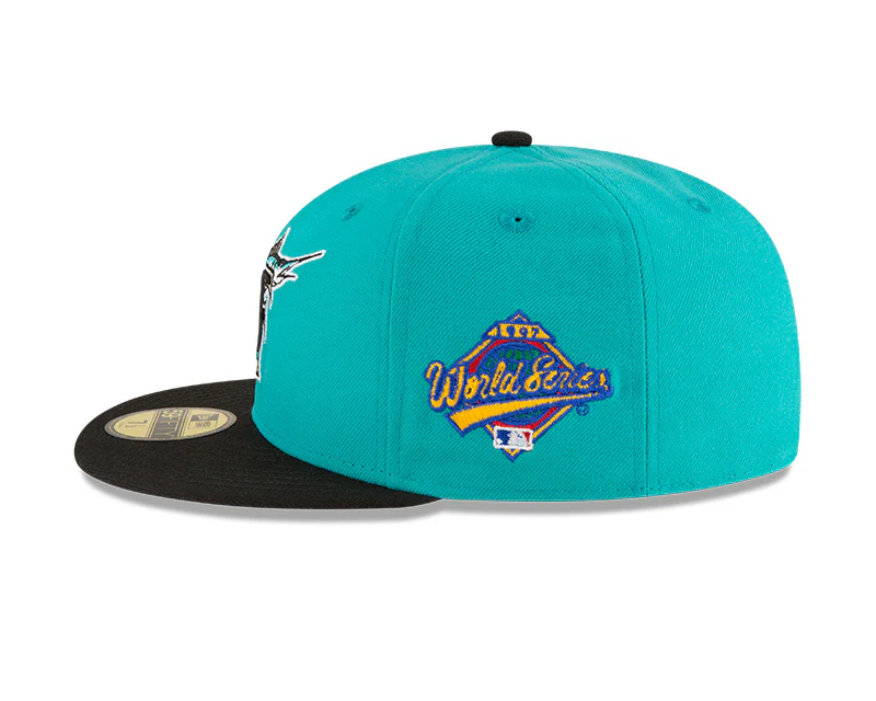 Florida Marlins 1997 World Series Wool Authentic Cooperstown Collection 59FIFTY Fitted Hat - Black/ Teal - Image 4