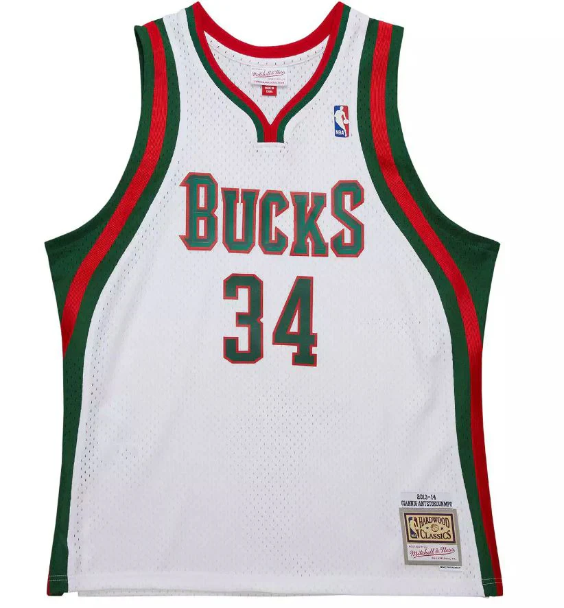 Giannis Antetokounmpo #34 Milwaukee Bucks Mitchell & Ness 2013/14 Swingman Jersey - Alt White - Image 2