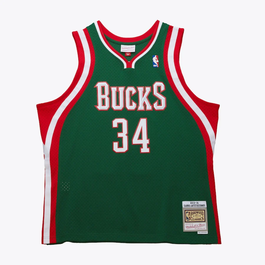 Giannis Antetokounmpo #34 Milwaukee Bucks Mitchell & Ness 2013/14 Swingman Jersey - Green