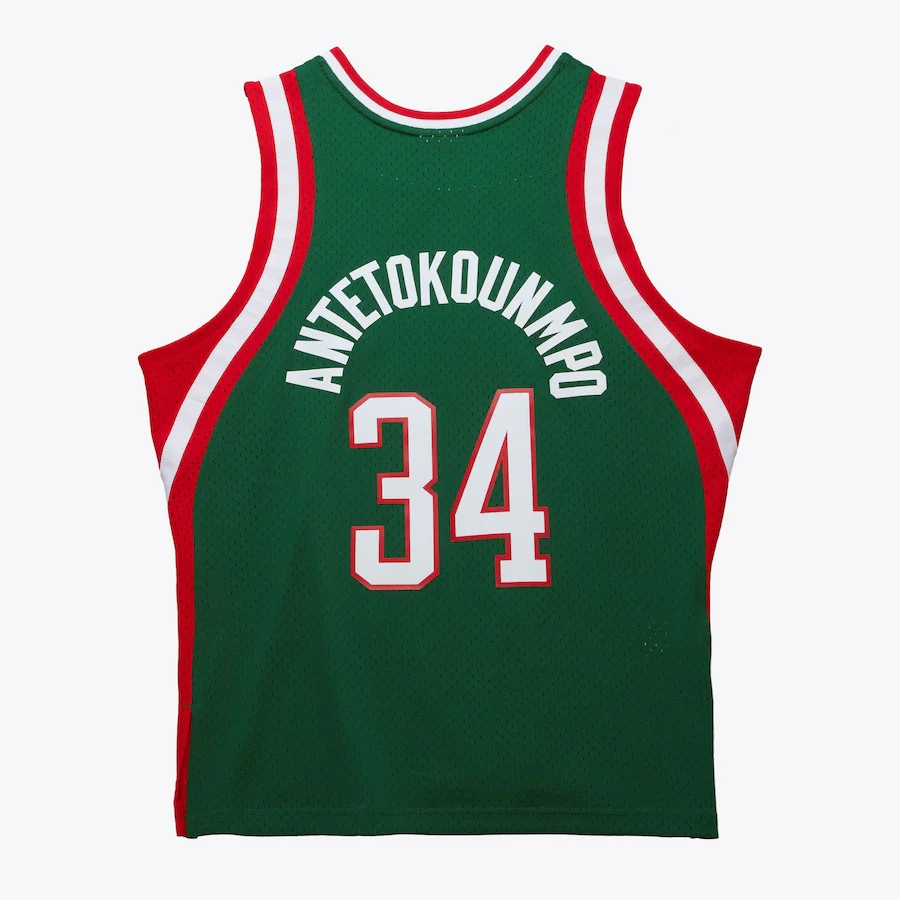 Giannis Antetokounmpo #34 Milwaukee Bucks Mitchell & Ness 2013/14 Swingman Jersey - Green - Image 2