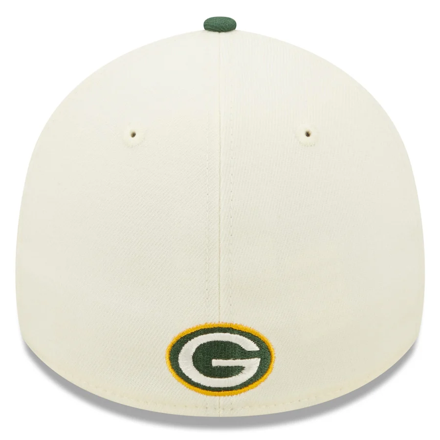 Green Bay Packers 2022 Sideline New Era Cream/Green- 39THIRTY 2-Tone Flex Hat - Image 3