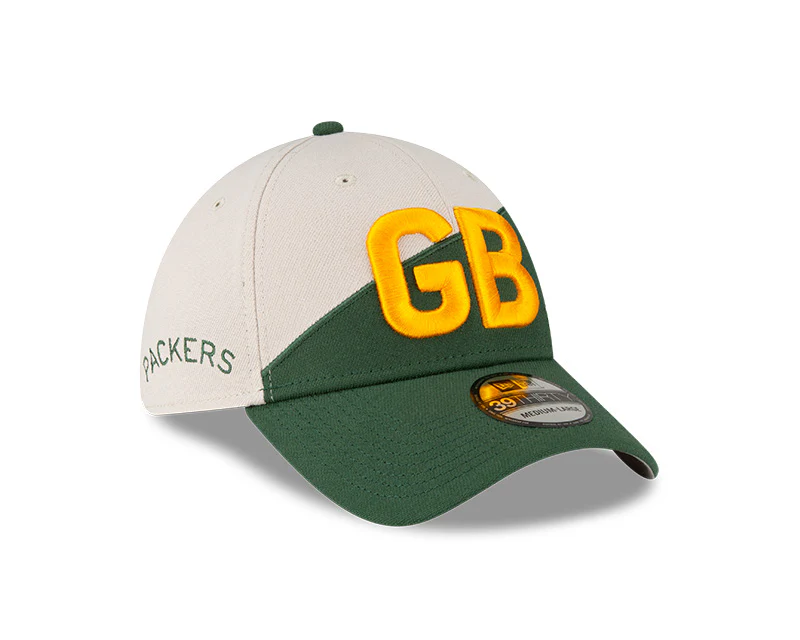 Green Bay Packers New Era 2023 Historic Sideline 39THIRTY Flex Hat - Cream/Green - Image 3