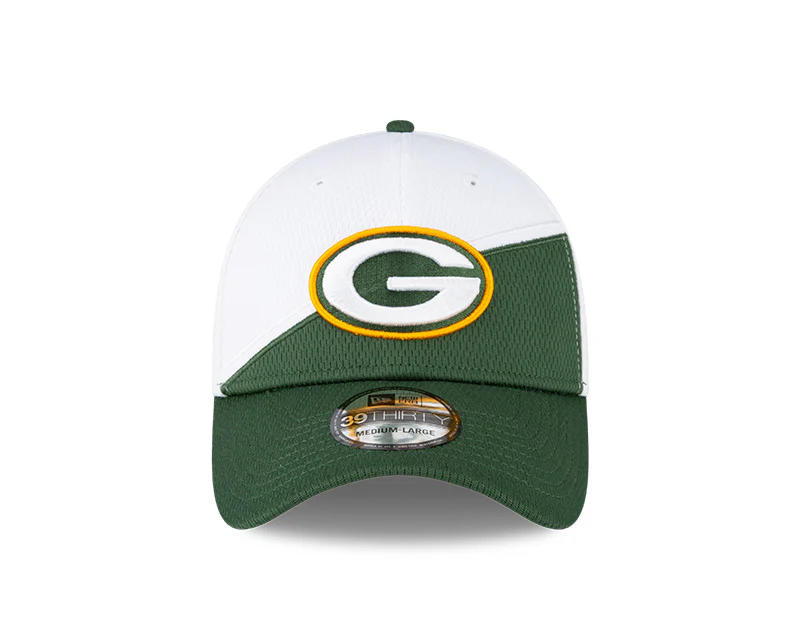 Green Bay Packers New Era 2023 Sideline 39THIRTY Flex Hat - White/Green - Image 2