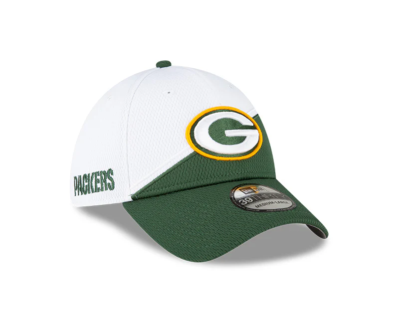Green Bay Packers New Era 2023 Sideline 39THIRTY Flex Hat - White/Green - Image 3