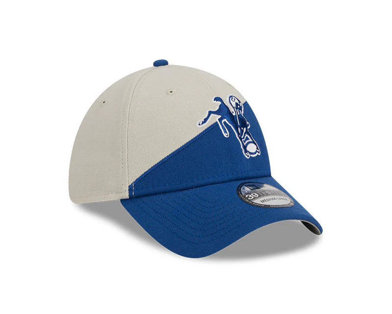 Indianapolis Colts New Era 2023 Historic Sideline 39THIRTY Flex Hat - Cream/Royal - Image 3