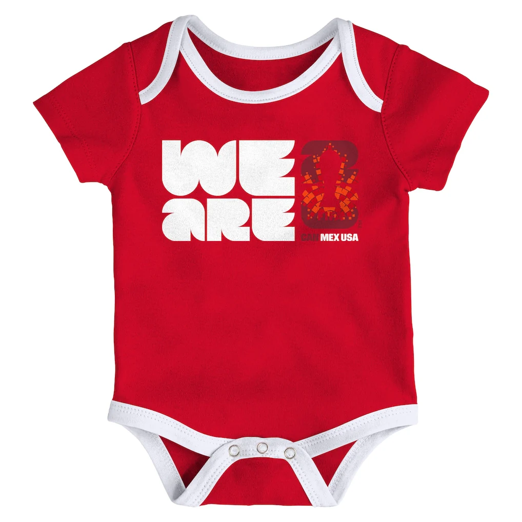 Infant Canada FIFA World Cup 2026 Host City 3-Pack Bodysuit Set - Red/White - Image 2