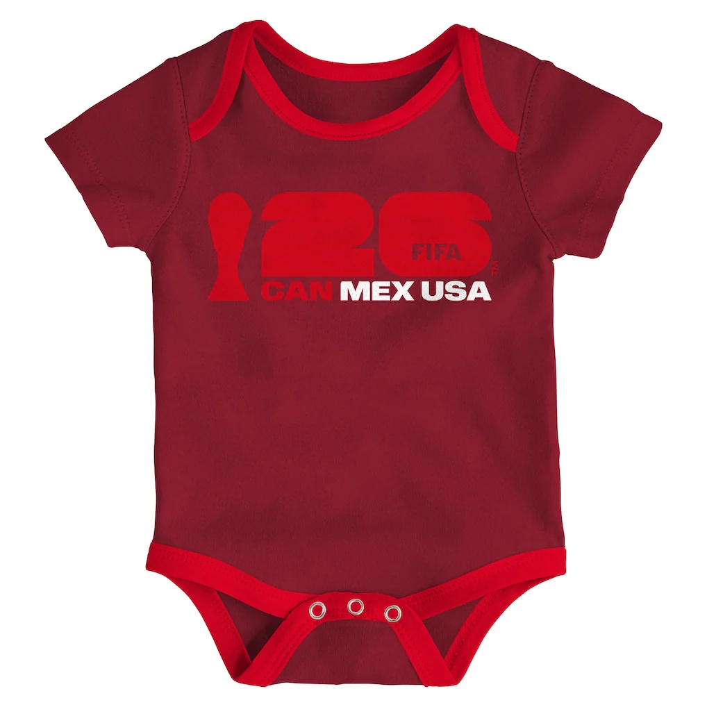 Infant Canada FIFA World Cup 2026 Host City 3-Pack Bodysuit Set - Red/White - Image 3