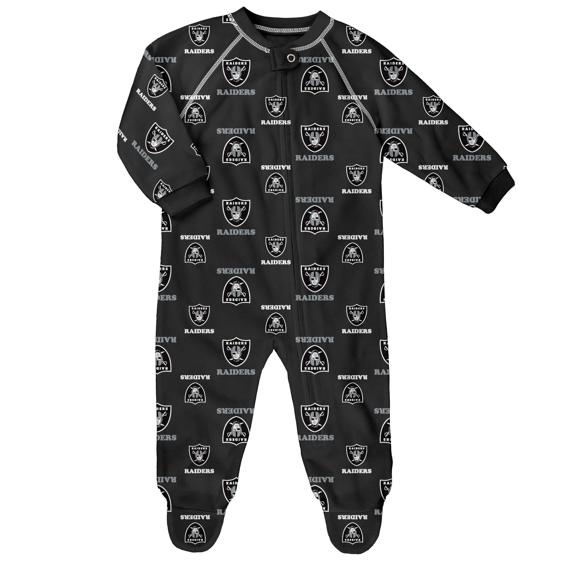 Infant Las Vegas Raiders Raglan Zip-Up Black Coverall Sleeper