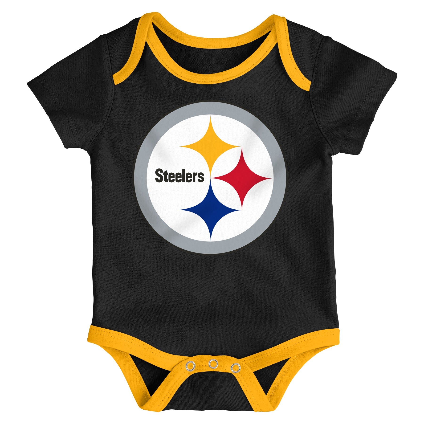 Infant Pittsburgh Steelers Yellow/Black/Heathered Gray Champ 3-Piece Bodysuit Set - Image 4