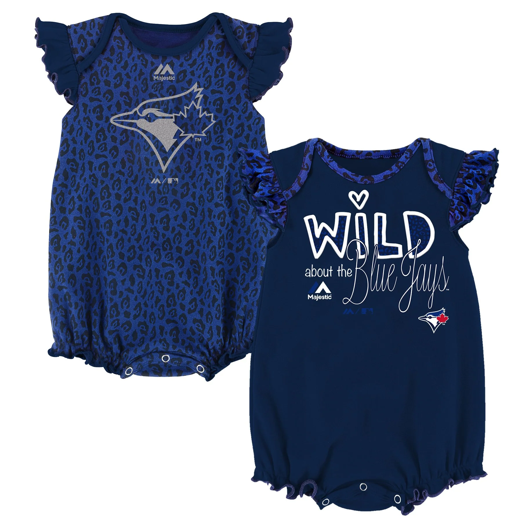 Infant Girl's Toronto Blue Jays Sparkle Romper 2-Pack Creeper Set - Image 2