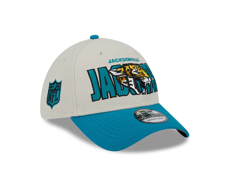 Jacksonville Jaguars New Era 2023 NFL Draft 39THIRTY Flex Hat - Cream - Image 6