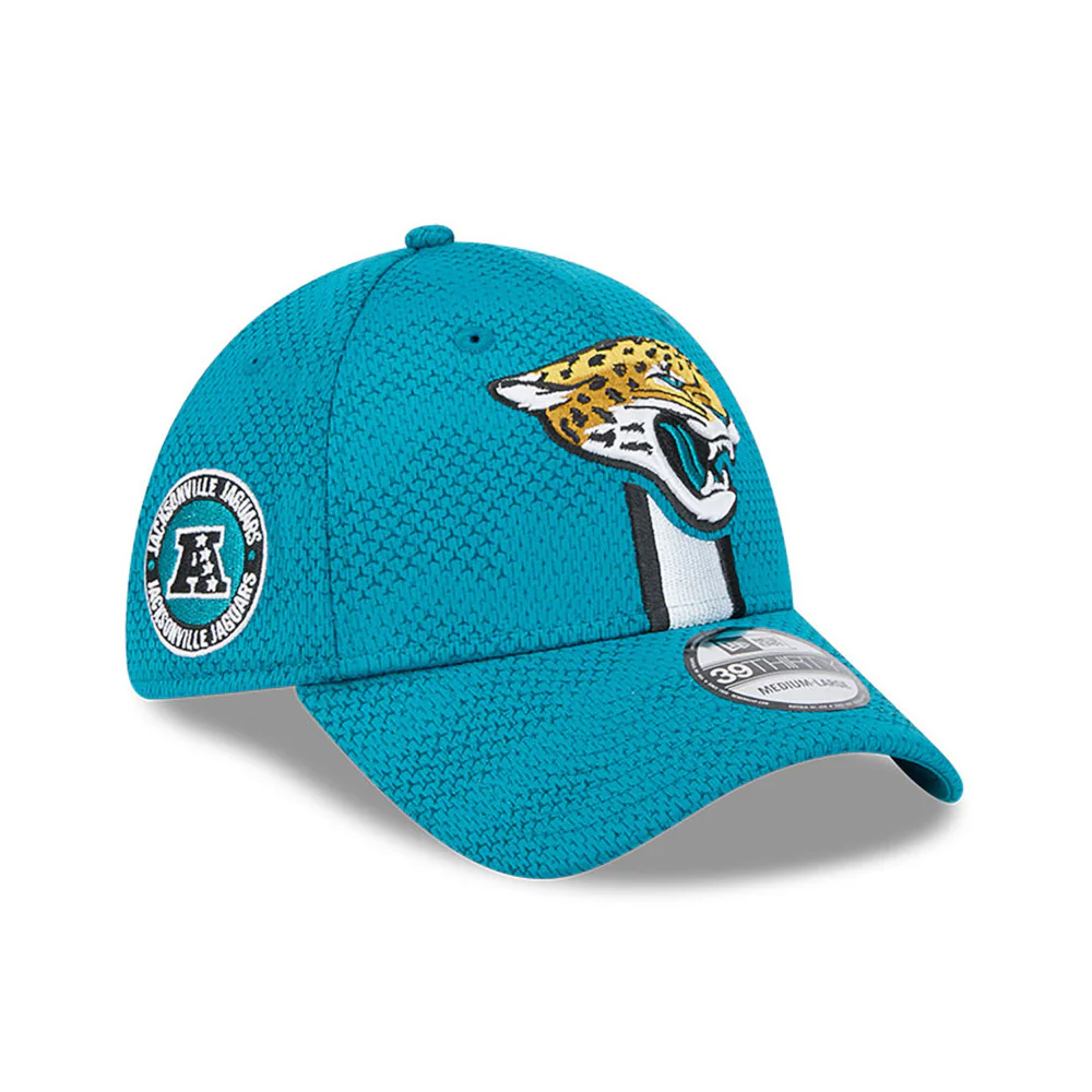 Jacksonville Jaguars NFL 2024 Sideline New Era 39 Thirty Flex Hat - Turquoise - Image 3