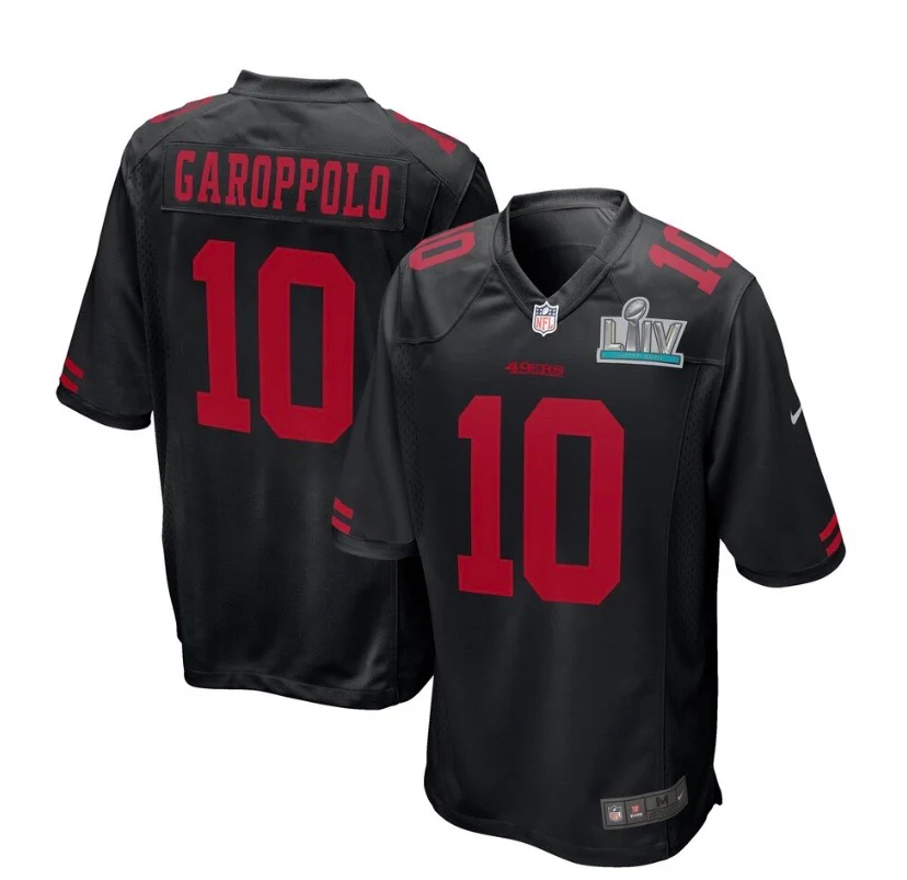 Jimmy Garoppolo San Francisco 49ERS Black Nike Game SBLIV Patch Jersey