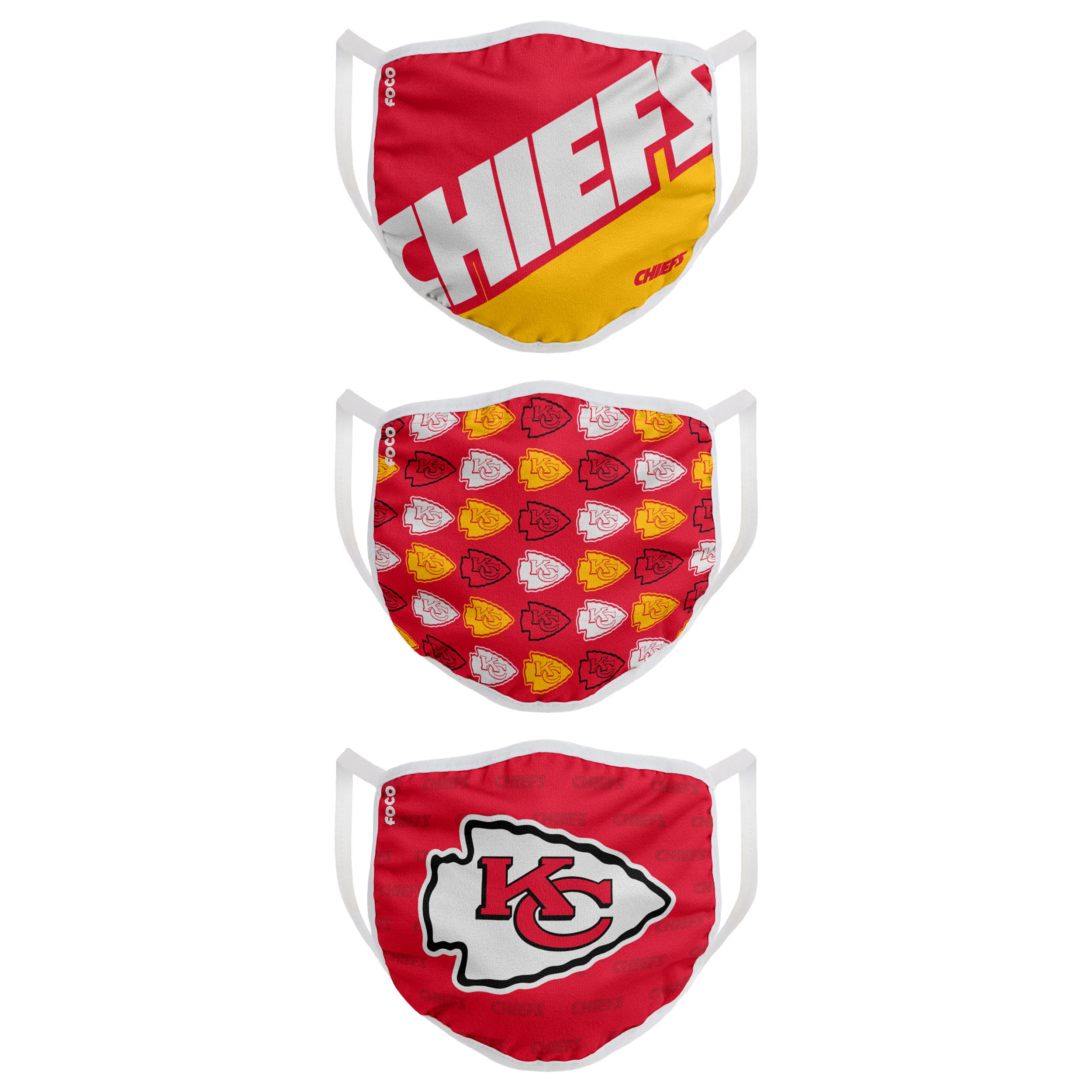 Kansas City Chiefs Game Time FOCO NFL Face Mask Covers Adult 3 Pack - Image 2