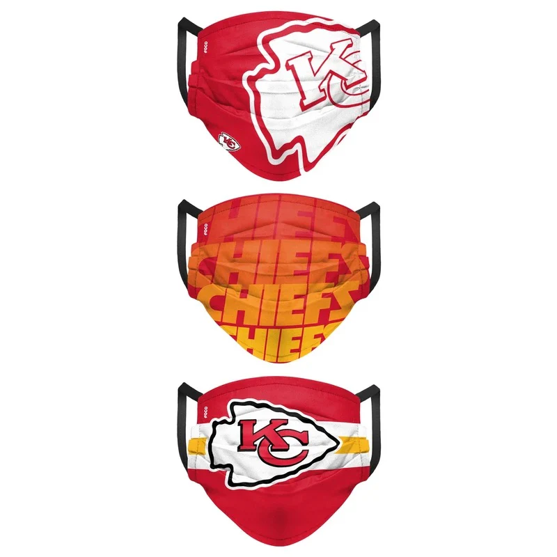 Kansas City Chiefs Match Day FOCO NFL Face Mask Covers Adult 3 Pack - Image 2