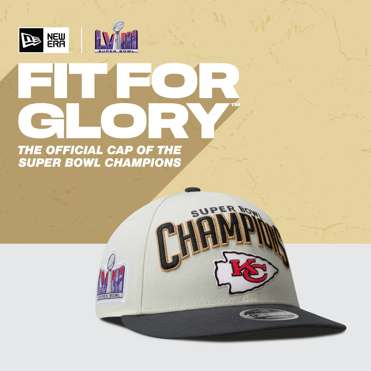 Kansas City Chiefs New Era Super Bowl LVIII Champions Locker Room Low Profile 9FIFTY Snapback Hat - Cream/Black - Image 2
