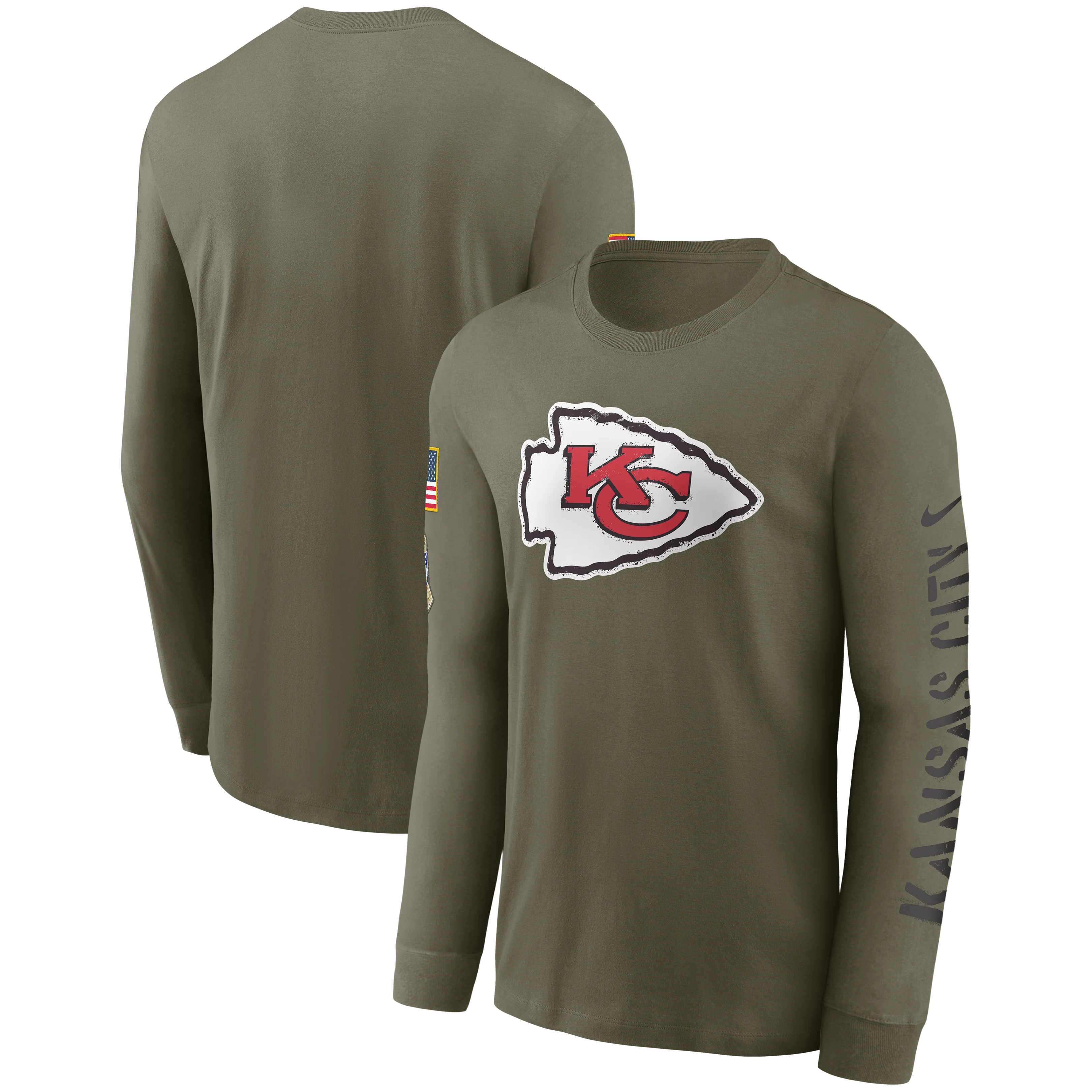 Kansas City Chiefs Nike 2022 Salute To Service - Team Logo Long Sleeve T-Shirt - Olive