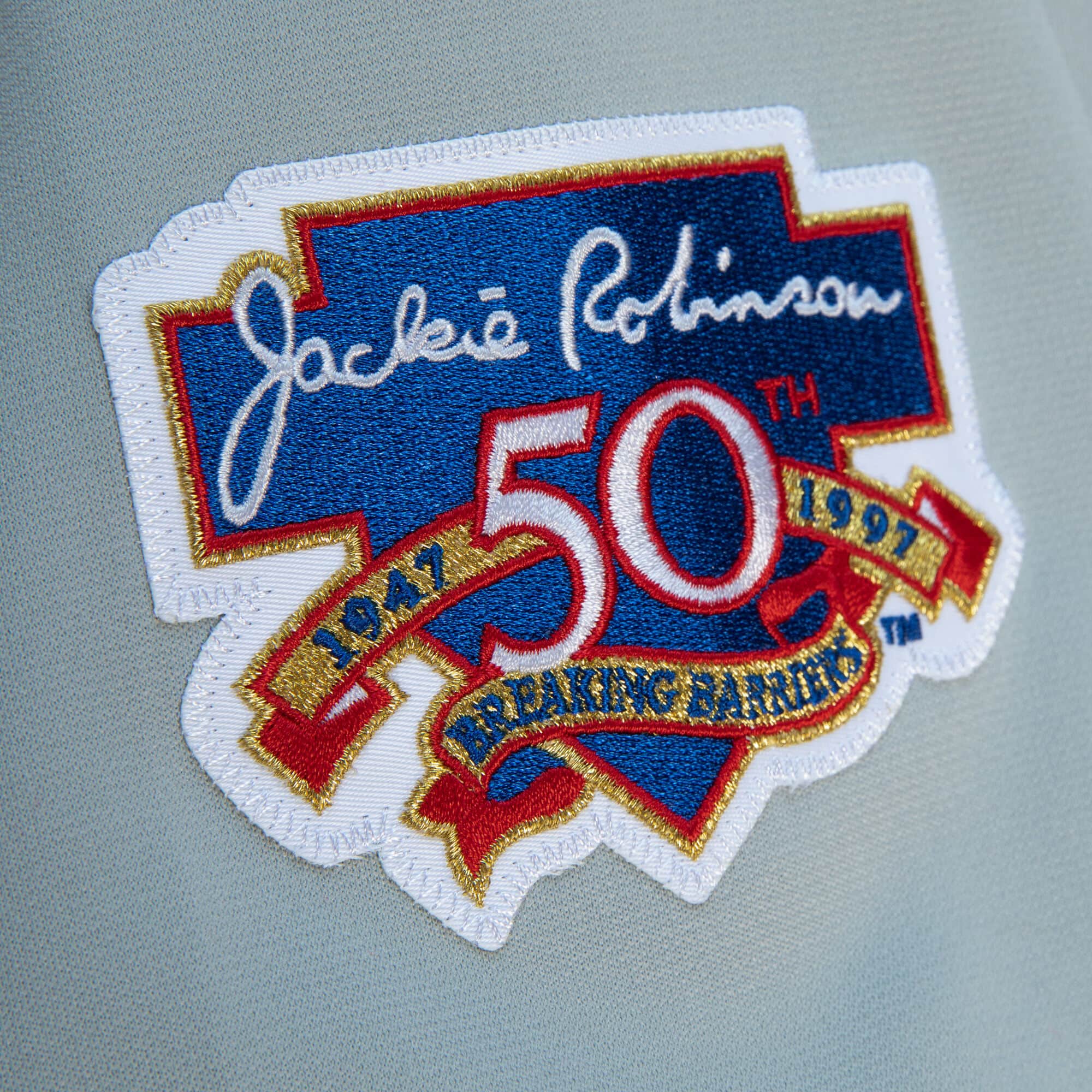 Ken Griffey #42 Jackie Robinson 50th Patch Seattle Mariners Mitchell & Ness 1997 Authentic Cooperstown Collection Road Jersey - Image 4
