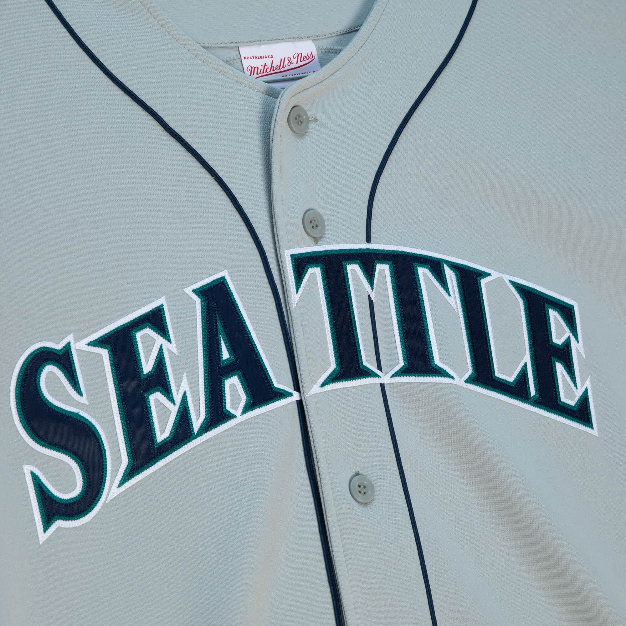 Ken Griffey #42 Jackie Robinson 50th Patch Seattle Mariners Mitchell & Ness 1997 Authentic Cooperstown Collection Road Jersey - Image 5
